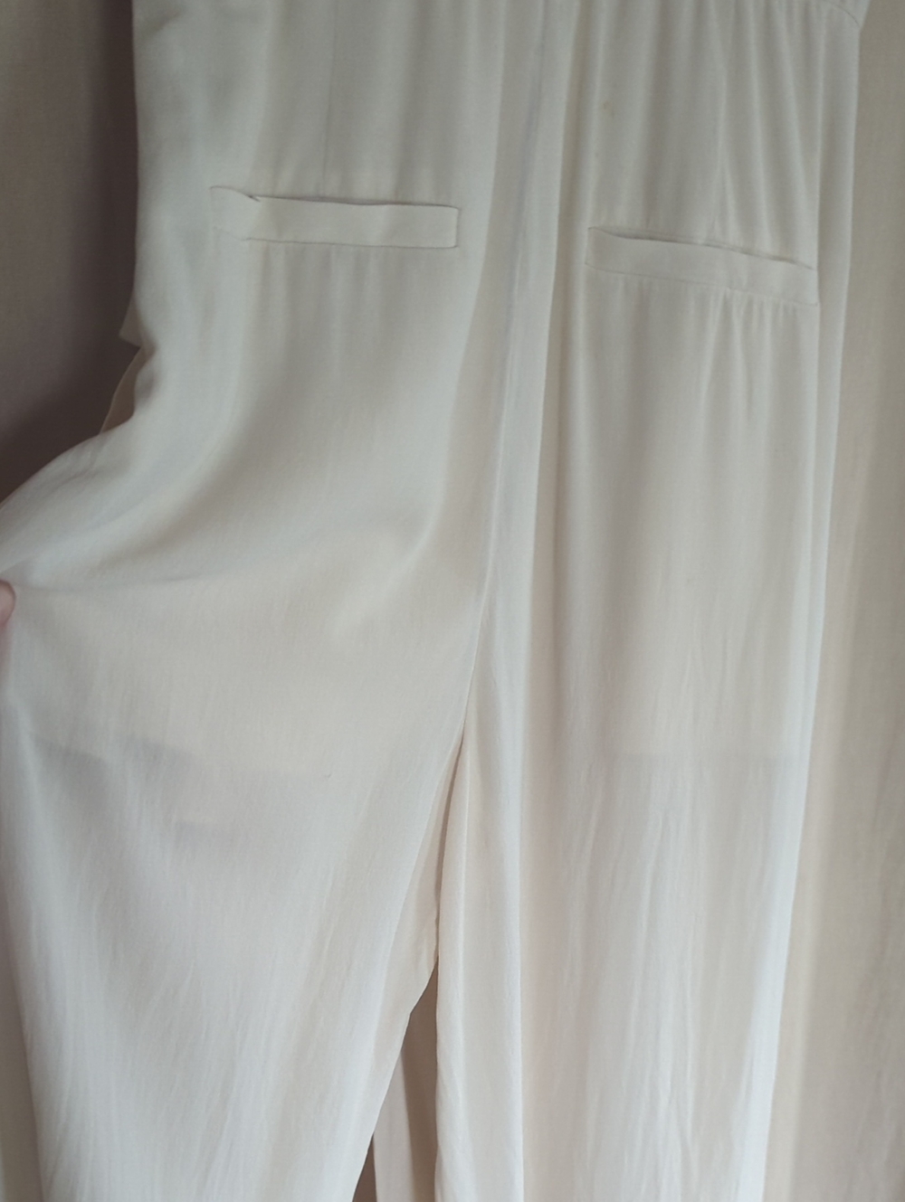Brunello Cucinelli Vanilla Silk Crepe Sleeveless Faux-Wrap Jumpsuit - Picture 9 of 13